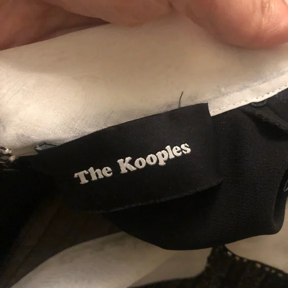 The Kooples Contrast-Collar Beaded Lace-Inset Black Women Mini Dress, size M - Picture 3 of 11